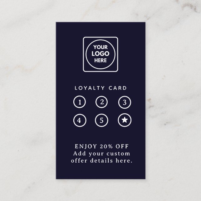 Navy Blue Logo | Modern Business Loyalty Design Treuekarte (Vorderseite)