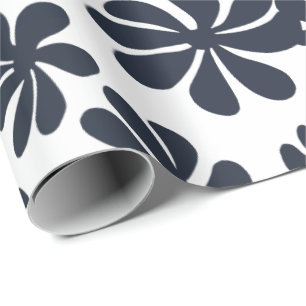 Navy Blue Loopy Blume mit benutzerdefinierter Hint Geschenkpapier