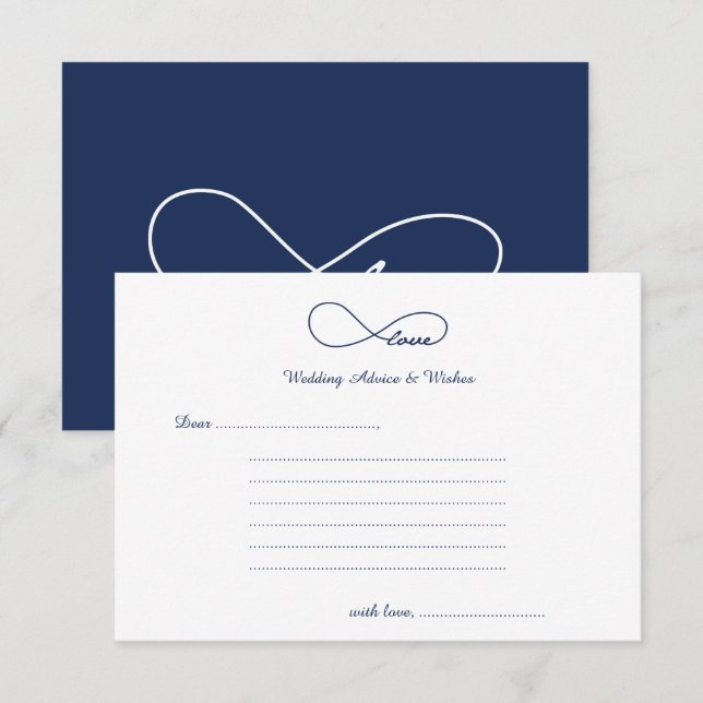 Navy Blue Love Wedding Wishes & Advice Cards Hinweiskarte (Vorne/Hinten)