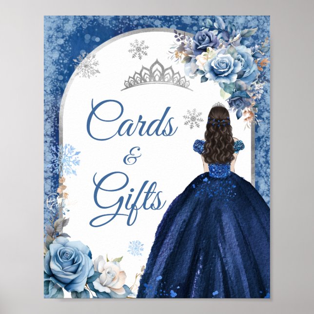 Navy Blue Magic Weihnachten Mis XV Años Card Gesch Poster (Vorne)