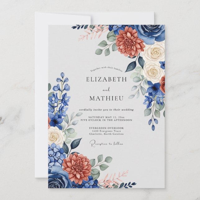 Navy Blue Majestic Autumn Wedding Einladung (Vorderseite)