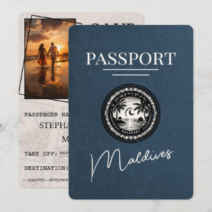 Navy Blue Maldive Passport Save the Date