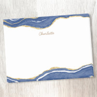 Navy Blue Marble Agate Gold Glitzer Personalisiert
