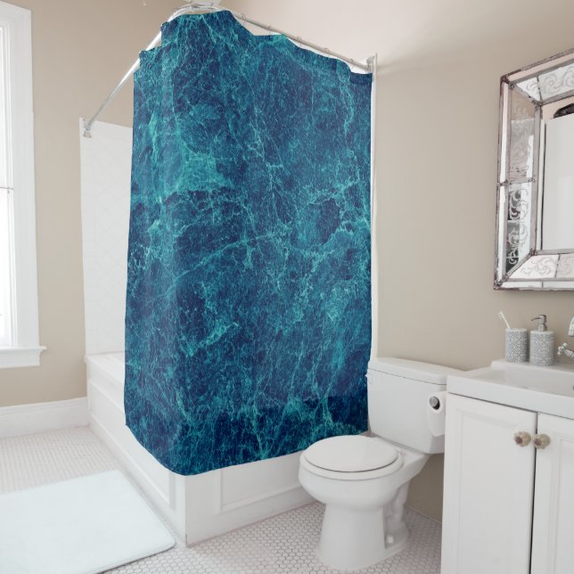 Navy Blue Marmor Texture Duschvorhang (Beispiel)