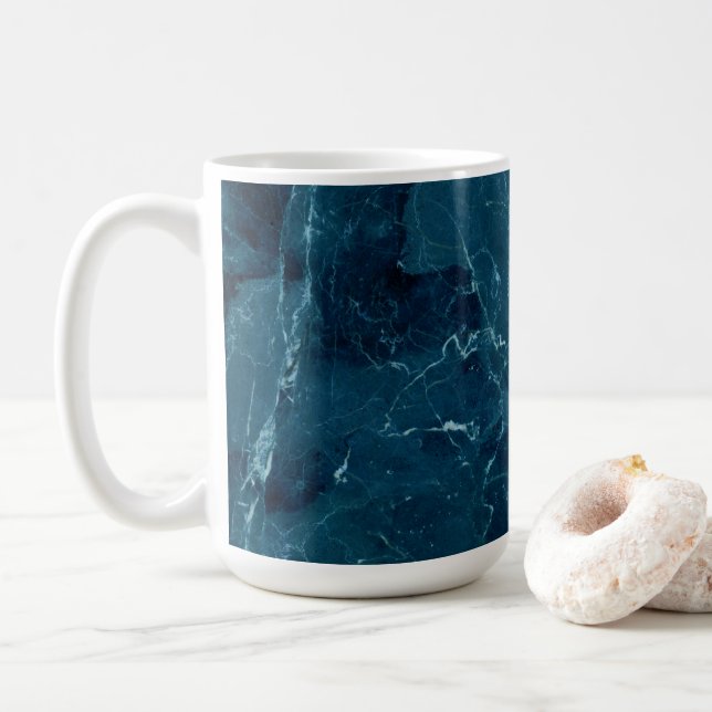 Navy Blue Marmor Texture Kaffeetasse (Mit Donut)