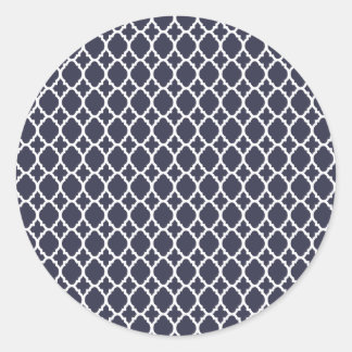 Navy Blue Marokkanisches Flickwerk Runder Aufkleber
