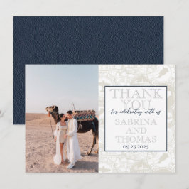 Navy Blue Marokko Hochzeit Foto Vielen Dank Dankeskarte