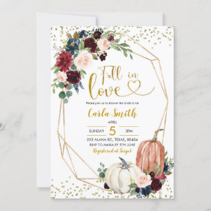 Navy Blue & Marsala Fall in Liebe Brautparty Einladung