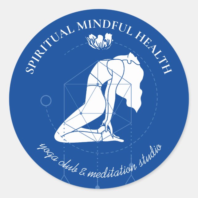 Navy Blue Meditation Chakra Yoga Instructor Runder Aufkleber (Vorderseite)