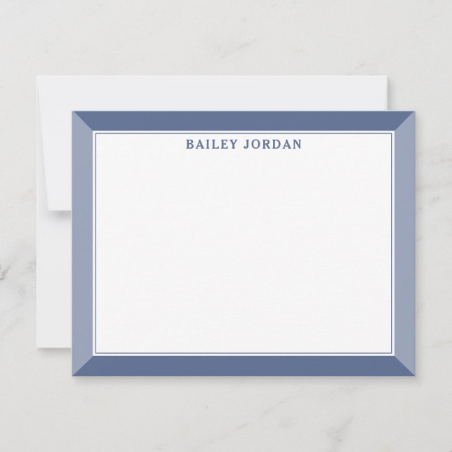 Navy Blue Men's 2-Tone Beruflich Stationery Mitteilungskarte (Vorderseite)
