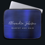 Navy Blue Metallic Monogram Business Beruflich Laptopschutzhülle<br><div class="desc">Moderne Navy Blue Imitats Metallic Stainless elegante Monogram Werbe-Laptop-Bag oder Sleeve Werbe-Case (Promo). Dieses klassische berufliche Business-Computergehäuse kann so angepasst werden,  dass es Ihren mit Monogramm Skriptsignaturnamen und Ihren Beruf oder Ihre Position als Jobtitel enthält.</div>