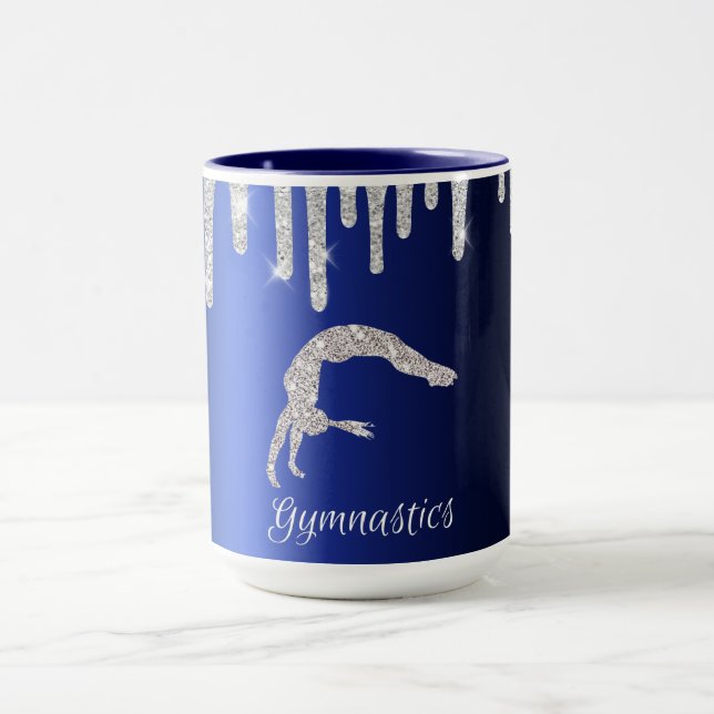 Navy Blue Metallic Silver Sparkle Gymnastik Tasse (Zentrum)
