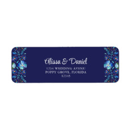 Navy Blue Mexican Floral Fiesta Rücksendeadresse