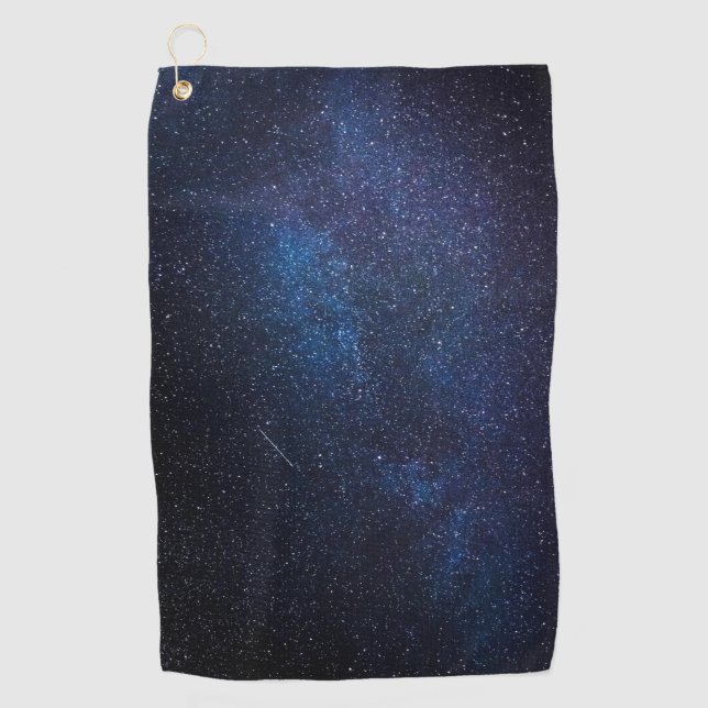 Navy Blue Milkyway Nightsky Galaxy Fotografie Golfhandtuch (Vorderseite)