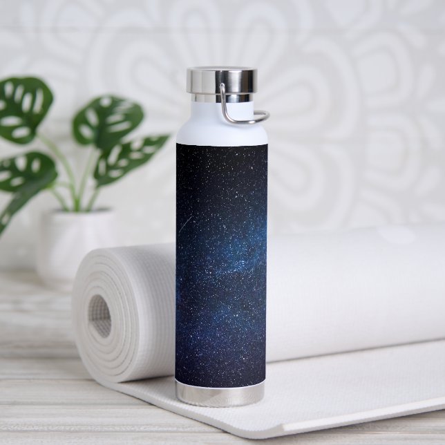 Navy Blue Milkyway Nightsky Galaxy Fotografie Trinkflasche (Yoga)
