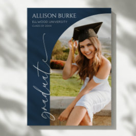 Navy Blue Minimal Minimalistisch Foto Arch Abschlu Ankündigung