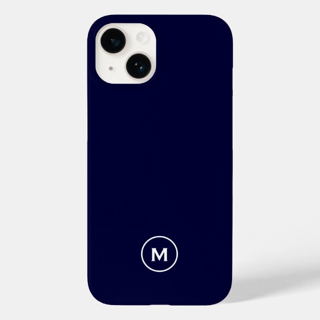 Navy Blue Minimal Monogram Case-Mate iPhone 14 Hülle (Rückseite)
