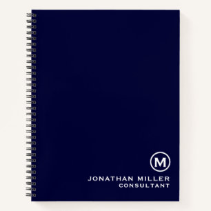 Navy Blue Minimal Monogram Notizbuch
