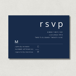 Navy Blue Minimalist Typography Wedding RSVP Karte