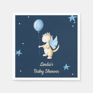 Navy Blue Minimalistisch Baby Dragon Baby Dusche Serviette