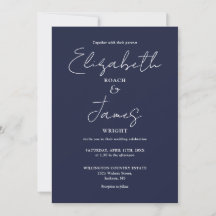 Navy Blue Minimalistisch Elegant QR Code Hochzeit