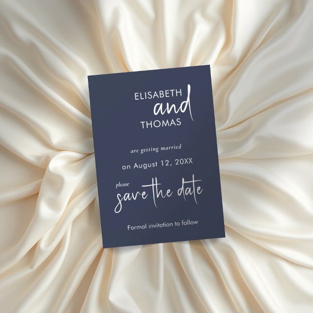 Navy Blue minimalistisch elegante Save the Date-Ka Date (Von Creator hochgeladen)