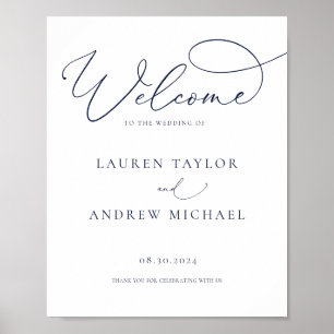 Navy Blue Minimalistisch Herzlich willkommen auf u Poster