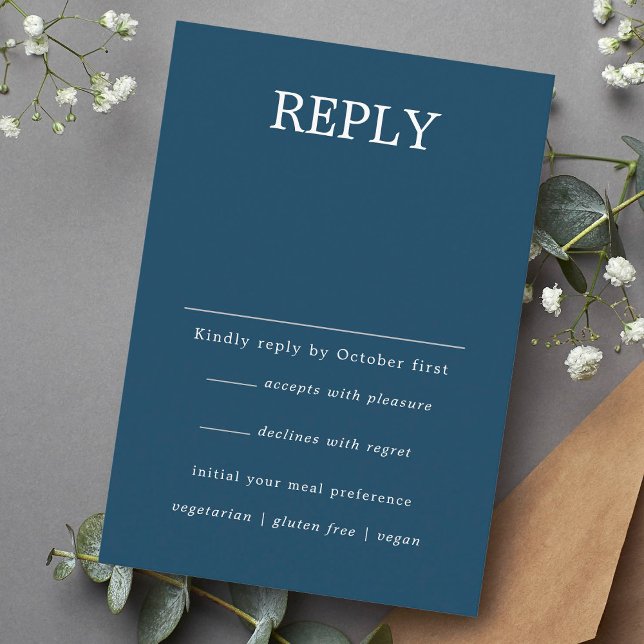 Navy Blue Minimalistisch Personalisiert Wedding RS Begleitkarte (Von Creator hochgeladen)