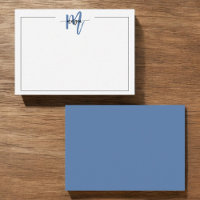 Navy Blue Minimalistisch Script Monogram One Borde