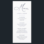 Navy Blue Minimalistisch Simple Flat Menu Menükarte<br><div class="desc">Elegantes und modernes,  marineblaues,  minimalistisches Flachmenü. Vollständig anpassbares Menü für Ihre Hochzeit oder Veranstaltung.</div>