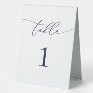 Navy Blue Minimalistisch Wedding Tischnummer Tischaufsteller