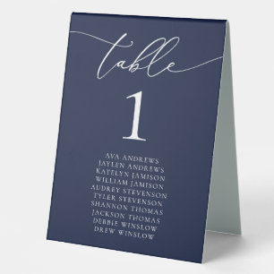 Navy Blue Minimalistisch Wedding Tischnummer Tischaufsteller