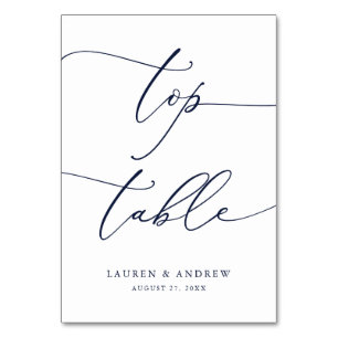 Navy Blue Minimalistisch Wedding Top Table Custom Tischnummer