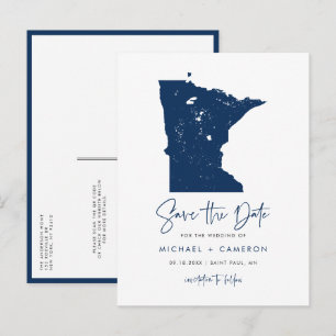 Navy Blue Minnesota Karte QR-Code Save the Date