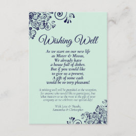 Navy Blue & Mint Green Wedding wünscht gutes Gedic Begleitkarte