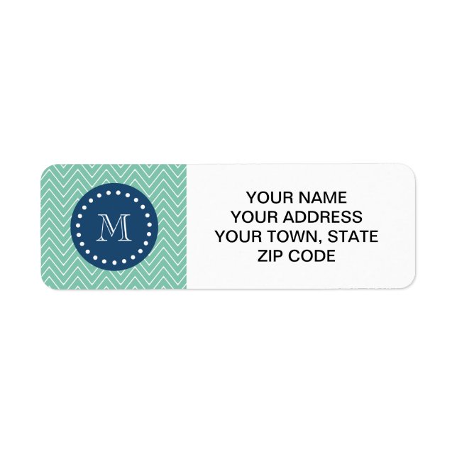 Navy Blue, Minze Green Zickzack Pattern | Ihre Mon (Vorne)