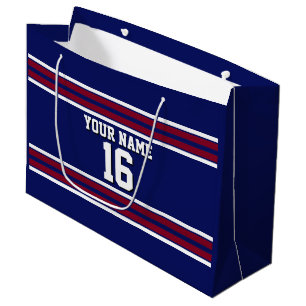 Navy Blue mit Burgundy White Stripes Team Jersey Große Geschenktüte