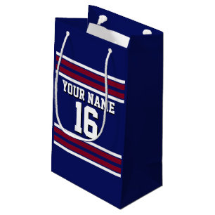 Navy Blue mit Burgundy White Stripes Team Jersey Kleine Geschenktüte