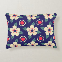 Navy Blue mit Creme-Blume Dekokissen