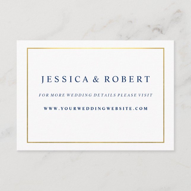 Navy Blue mit Gold Wedding Website Insert Card (Vorderseite)