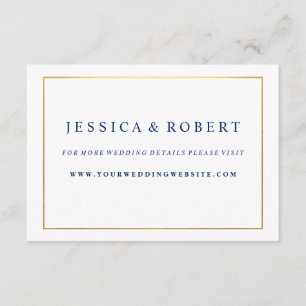 Navy Blue mit Gold Wedding Website Insert Card