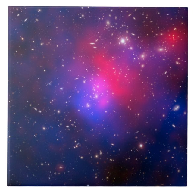 Navy Blue mit Hot Pink Celestial Space Foto Fliese (Vorderseite)