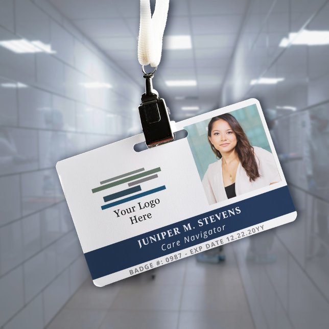 Navy Blue mit Logos und Foto Mitarbeiter-ID Ausweis (Von Creator hochgeladen)