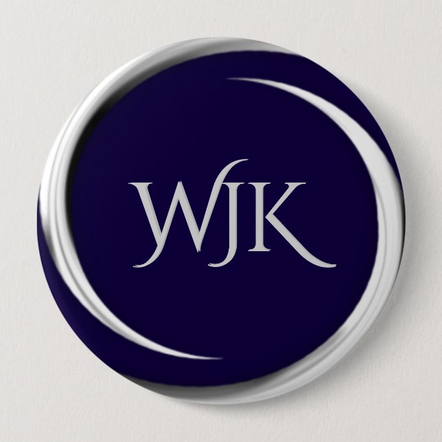 Navy Blue Mit Monogramm Button (Vorderseite)
