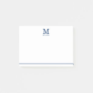 Navy Blue Mit Monogramm Family Name Two Post-it Klebezettel