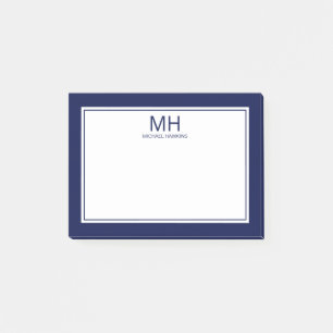 Navy Blue Mit Monogramm Men Post-it Klebezettel