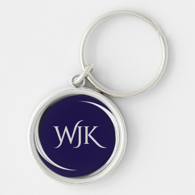 Navy Blue Mit Monogramm Schlüsselanhänger (Vorne)