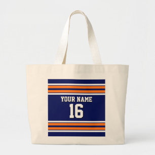 Navy Blue mit Orange White Stripes Team Jersey Jumbo Stoffbeutel
