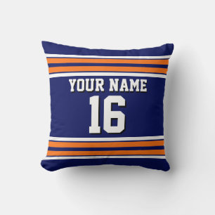 Navy Blue mit Orange White Stripes Team Jersey Kissen
