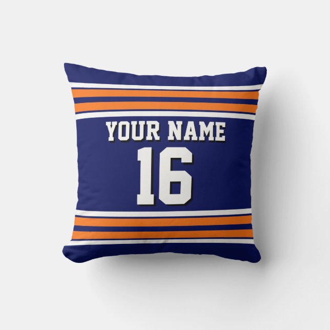 Navy Blue mit Orange White Stripes Team Jersey Kissen (Vorderseite)